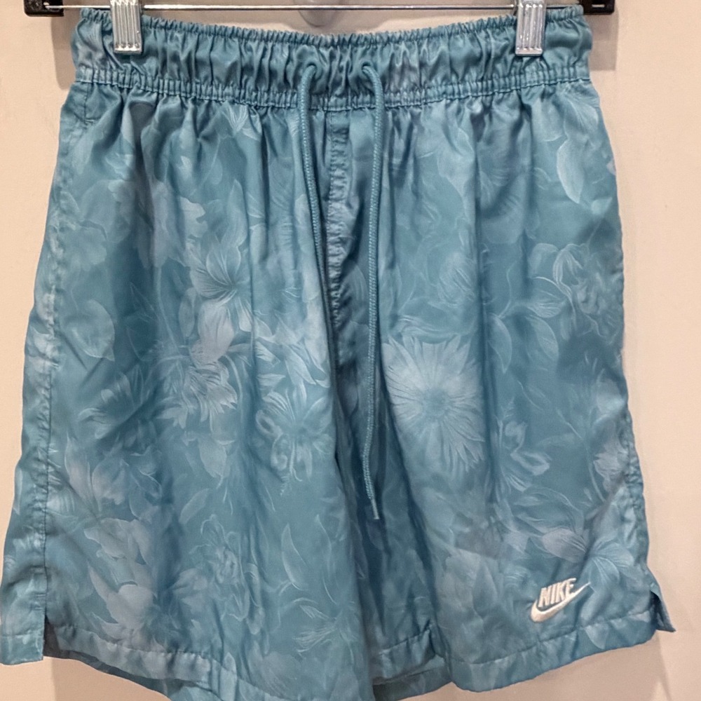 Nike Mens Floral Swim Trunks‎ Blue Jacquard Mesh Lined Shorts Small
